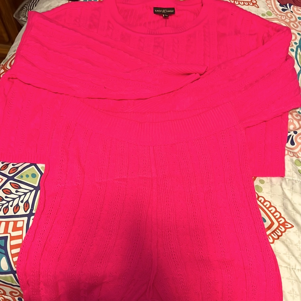 Hey! Matching pink sweater set. Never before worn and in perfect condition!